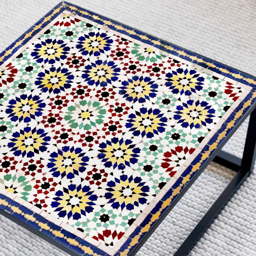 Plateau de table en verre - Carreaux orientaux - Carré