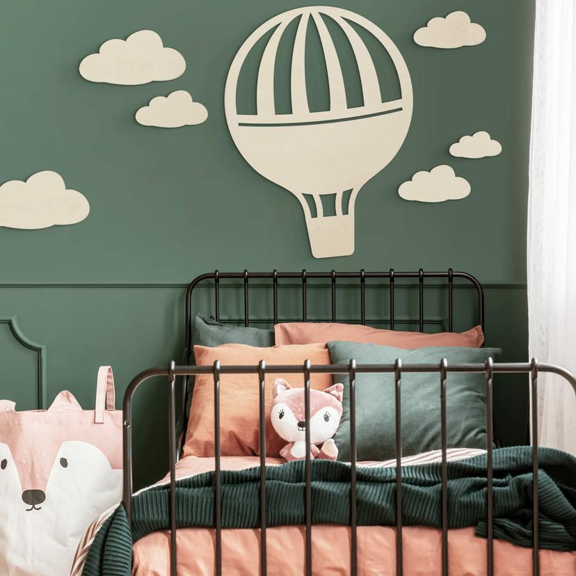 Decoración en madera álamo - globo atado