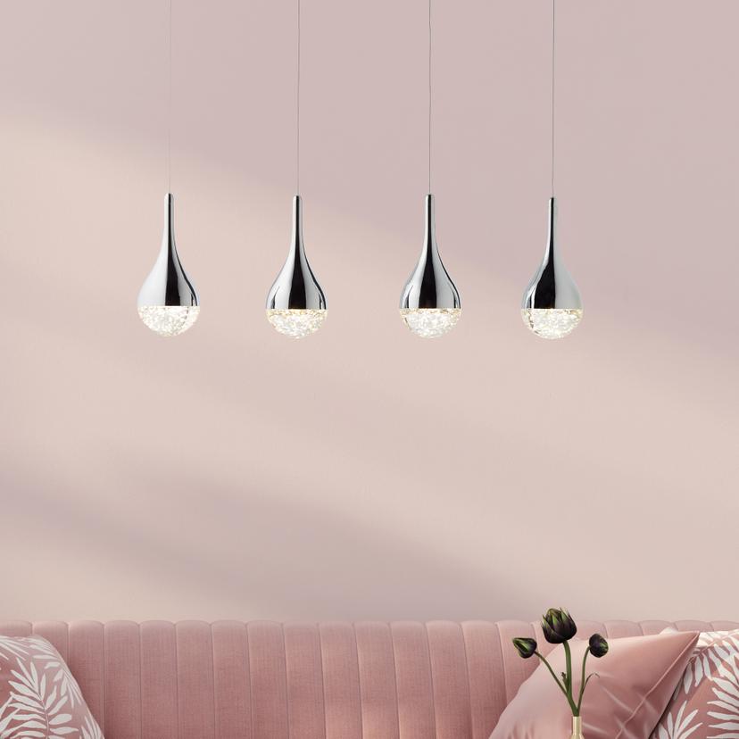 Pendelleuchte Gustav, metallic, 114,5 x 70 cm, Glas Pendellampe, dimmbar