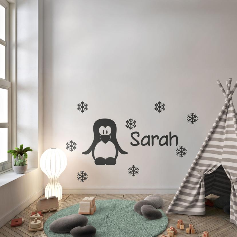 Pingvin + Navn wallsticker