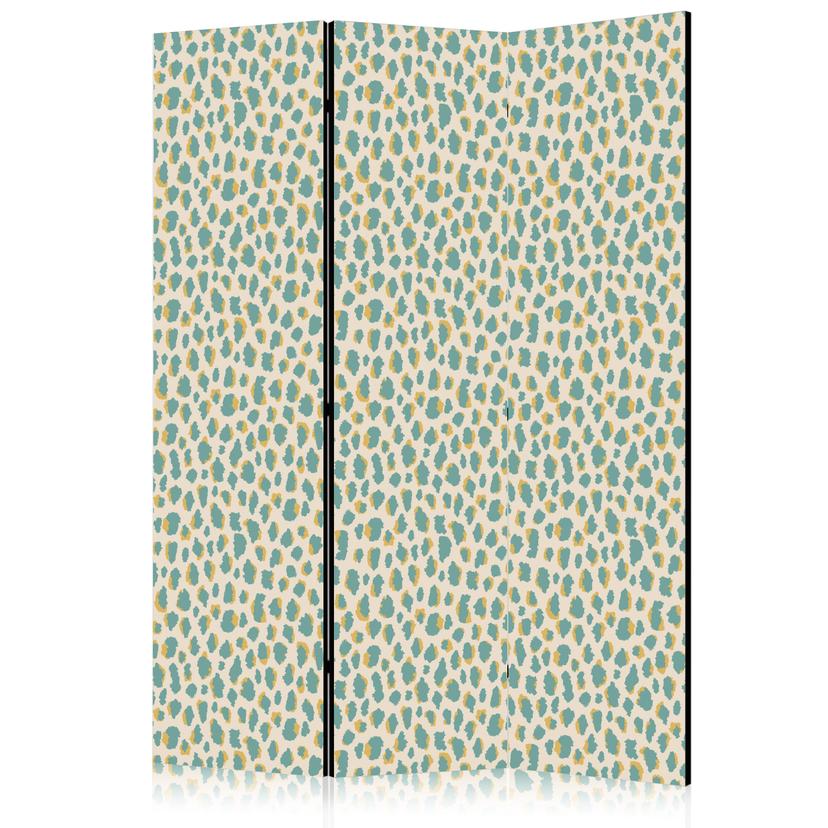 Paravent, Raumteiler freistehend, Trennwand - Giraffe Pattern in Turquoise Spots on a Light Backgrou
