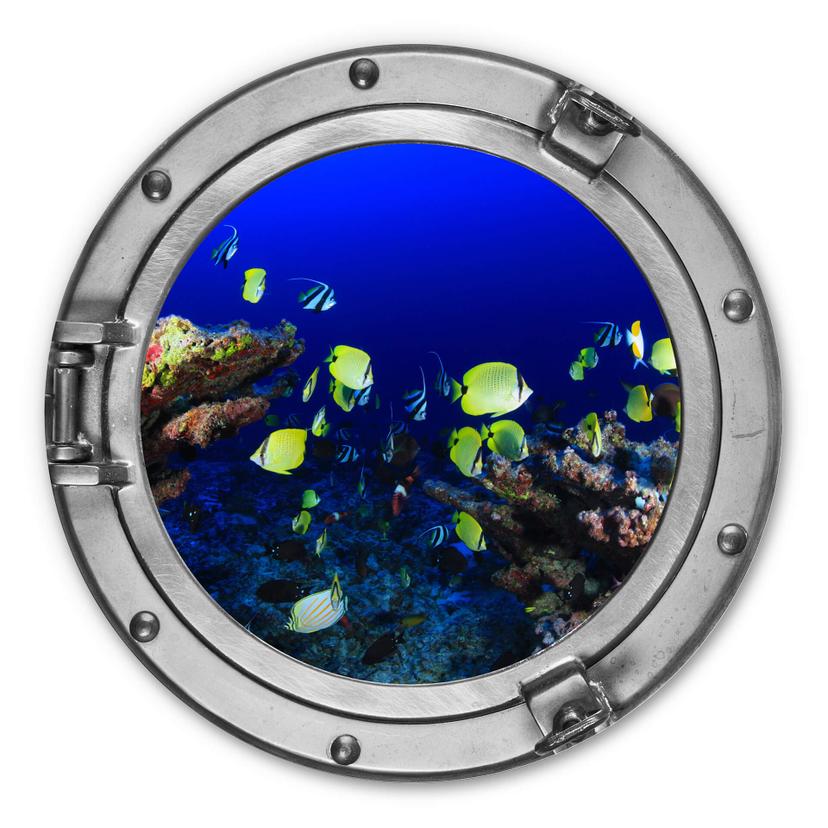 Alu-Dibond 3D-optik - Rund - Ocean Life – print på aluminium (Alu-Dibond)