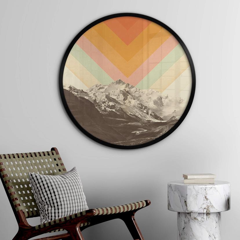 Póster Naturaleza - Retro Paisaje de Montaña Redondo - Bodart
