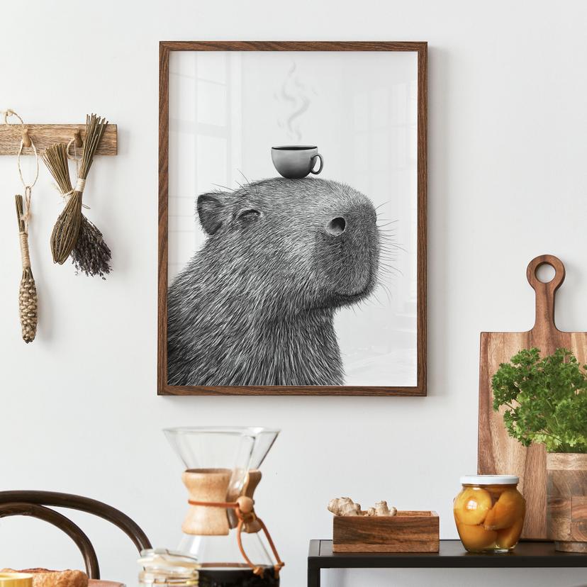 Poster Capybara Morgen Koffie - Korenkova