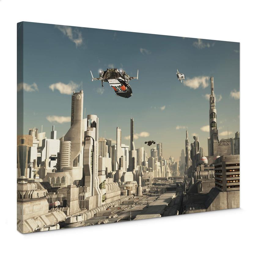Lienzo - Aterrizaje 3D Ciudad de ciencia ficción