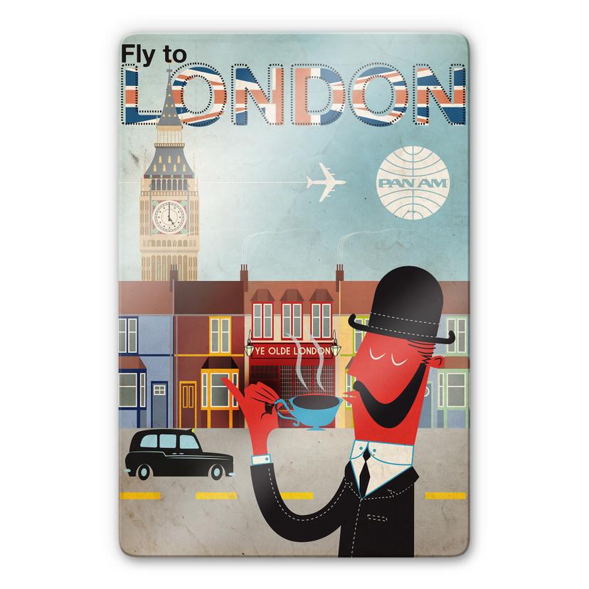 Glasschilderij PAN AM - Fly to London