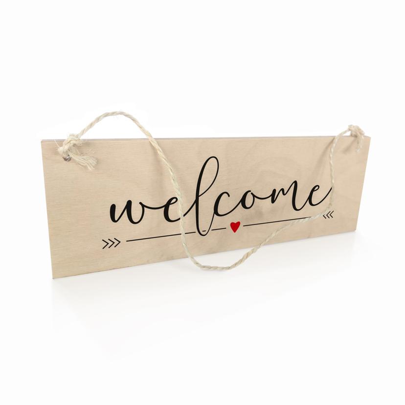 Houten Bordje - Welcome