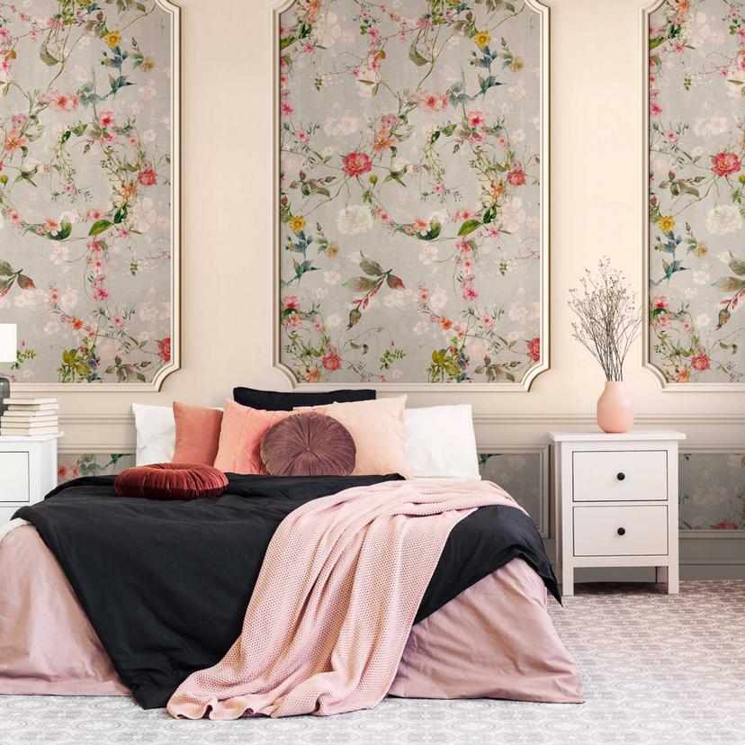 vintage tapet med blomsterdesign - ikke-vævet tapet 3D-paneler - elegant stue tapet