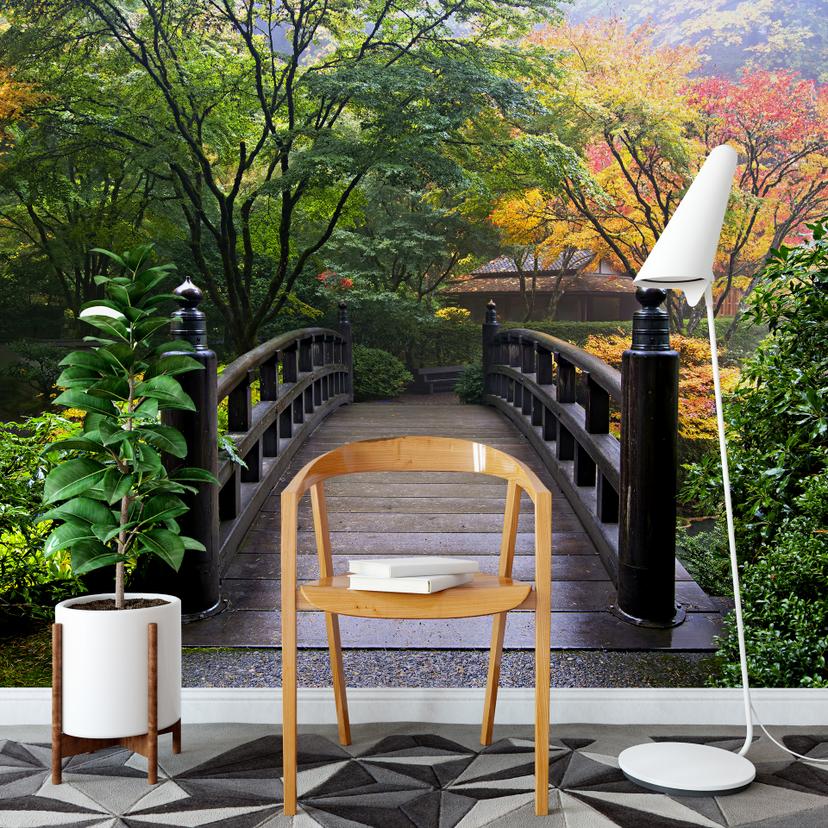 Fototapete Brücke im Grünen 384x260 cm