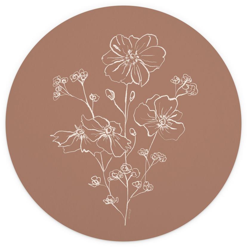 Wild Rose Bouquet Mocha Mousse | Fotomurale floreale - Illustrazione di anice - Rotondo - carta da p