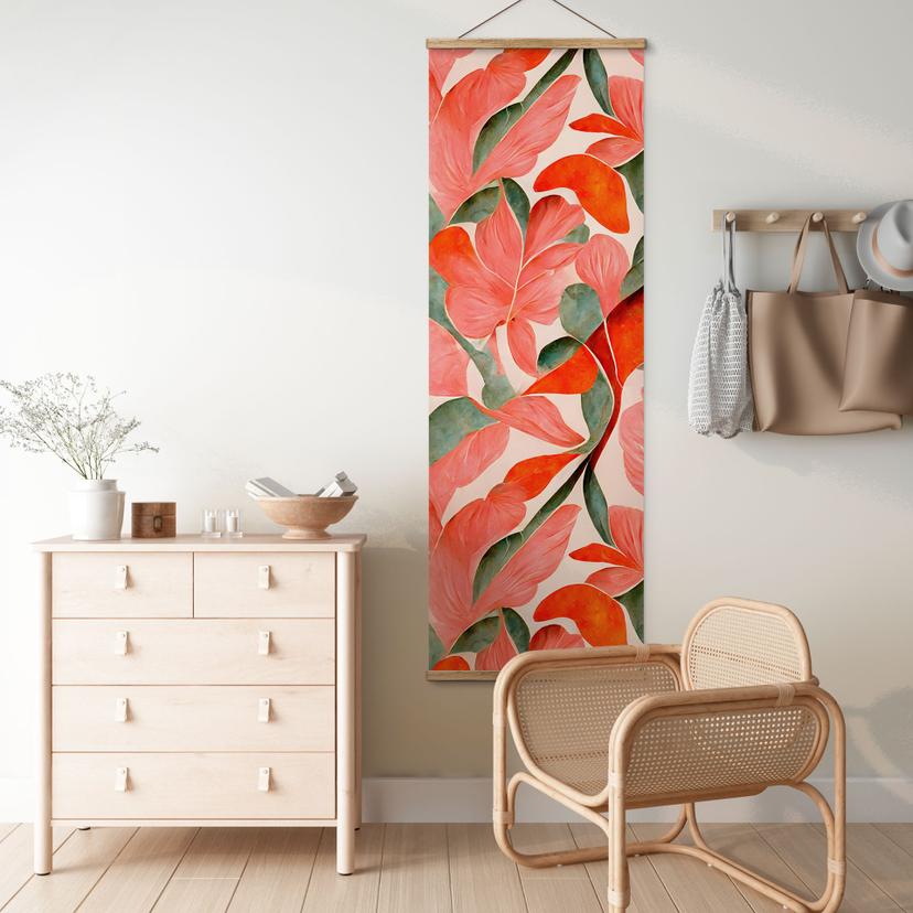 Textielposter Koraalrode bloesems - Treechild