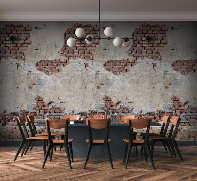 Papier peint imitation pierre beige marron - Papier peint intissé Industrial Livingwalls - mat et lisse