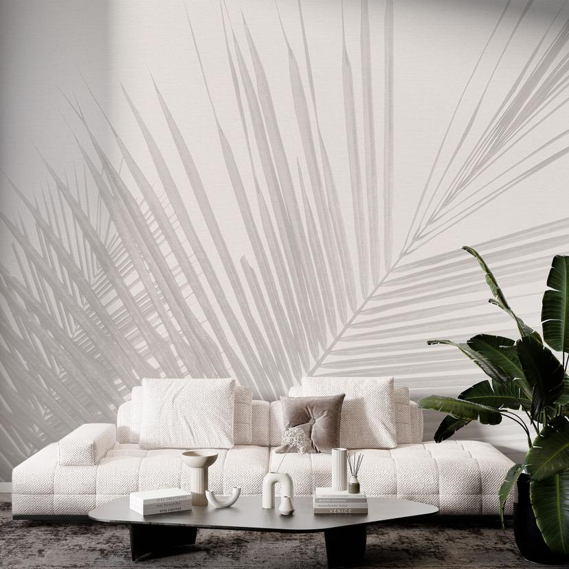 Fotomural boho hojas de palmera en lino - Bloomery Decor