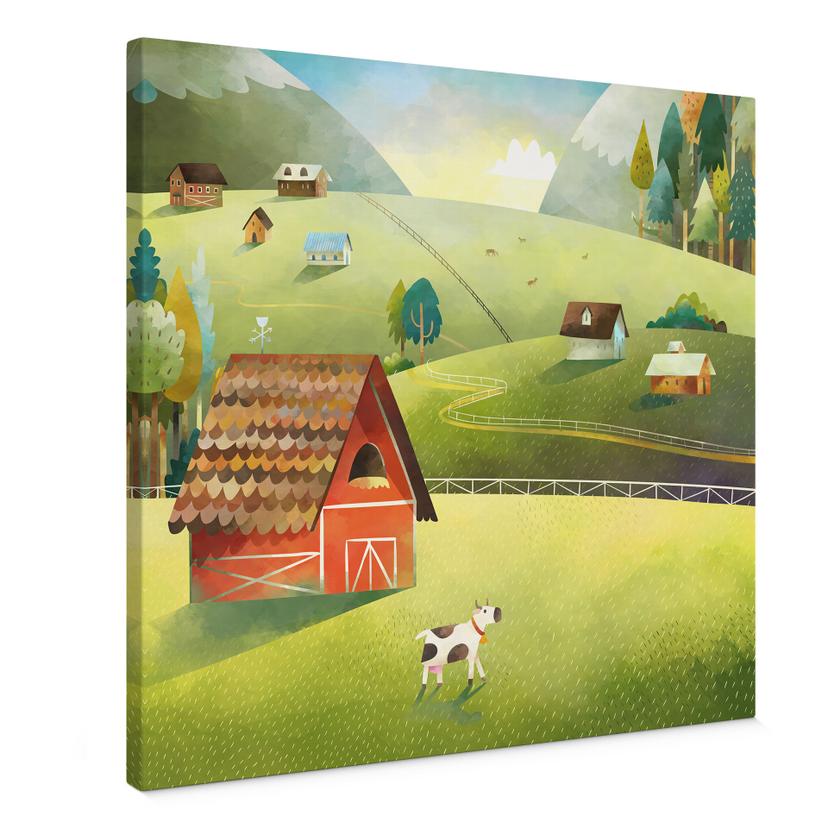 Canvasbillede Farverig gård i bjergene - DigitalArtsi