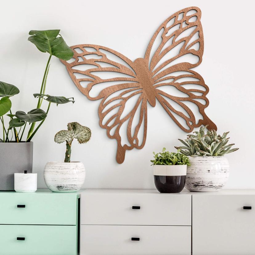 Décoration en bois - Papillon Isabella - Placage bois acajou