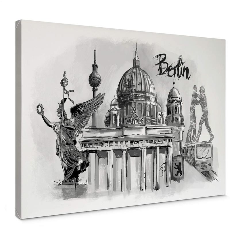 Lienzo Berlín - Blanco y negro - Love your City
