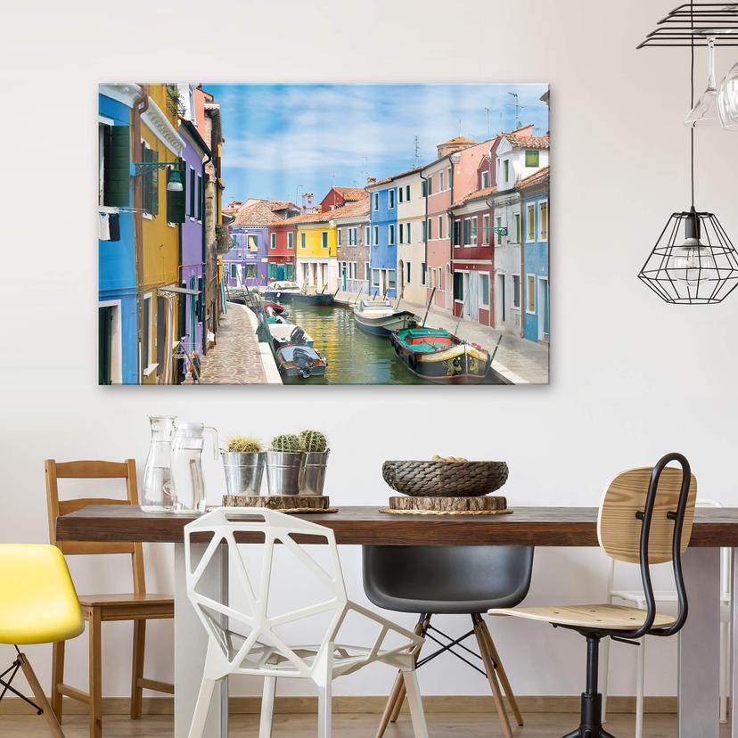 Tableau sur verre acrylique Venise en couleur