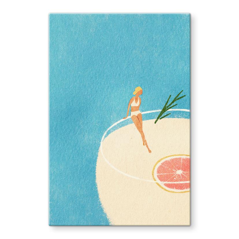 Glazen schilderij Zomercocktail bij het zwembad - Rivers