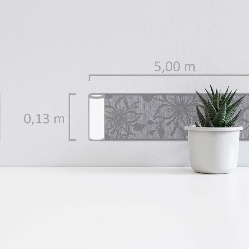 A.S. Création Bordüre Only Borders mit Blumen grau, weiß