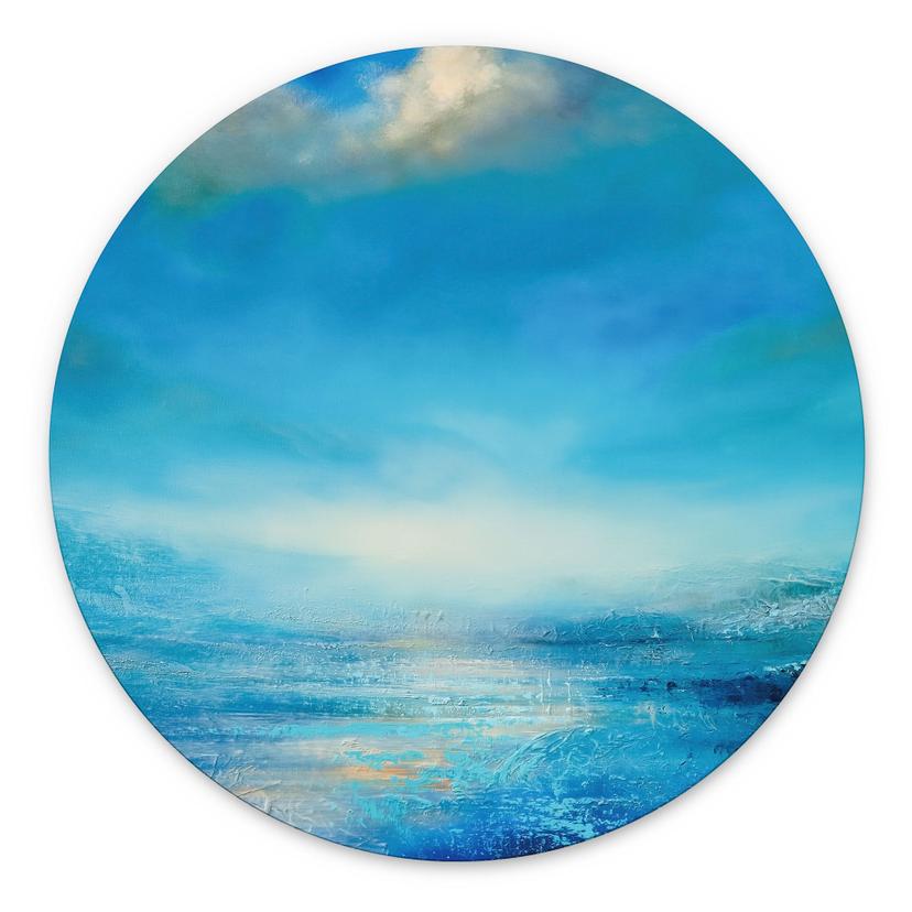 Billede Endless expanse in blue - Schmucker - rund – print på aluminium (Alu-Dibond)