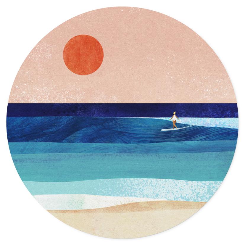 Wallsticker surfarflicka vid solnedgången - Rivers - Rund