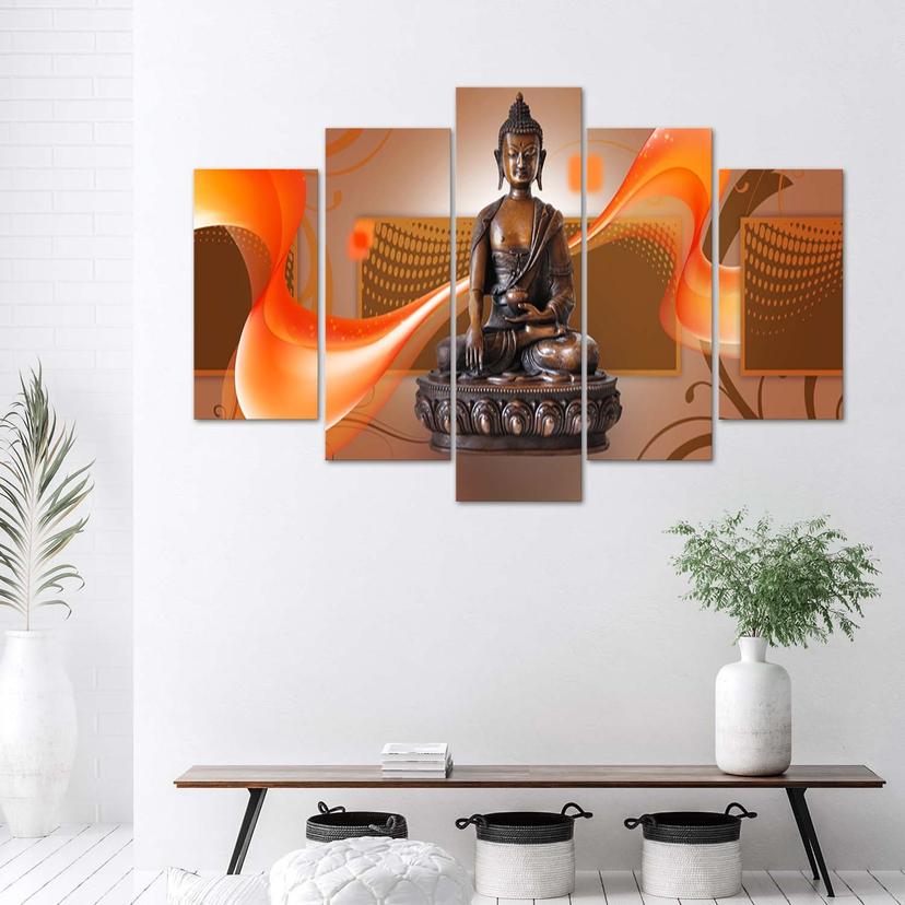 Stampa su tela 5 pezzi, Buddha astratto