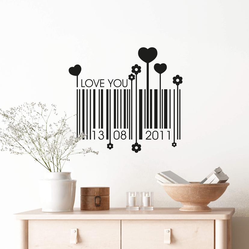 Wallsticker -  + Dato kærlighedsstregkode