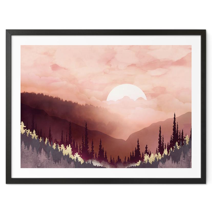 Plakat Lyserød solnedgang over skoven - SpaceFrog Designs