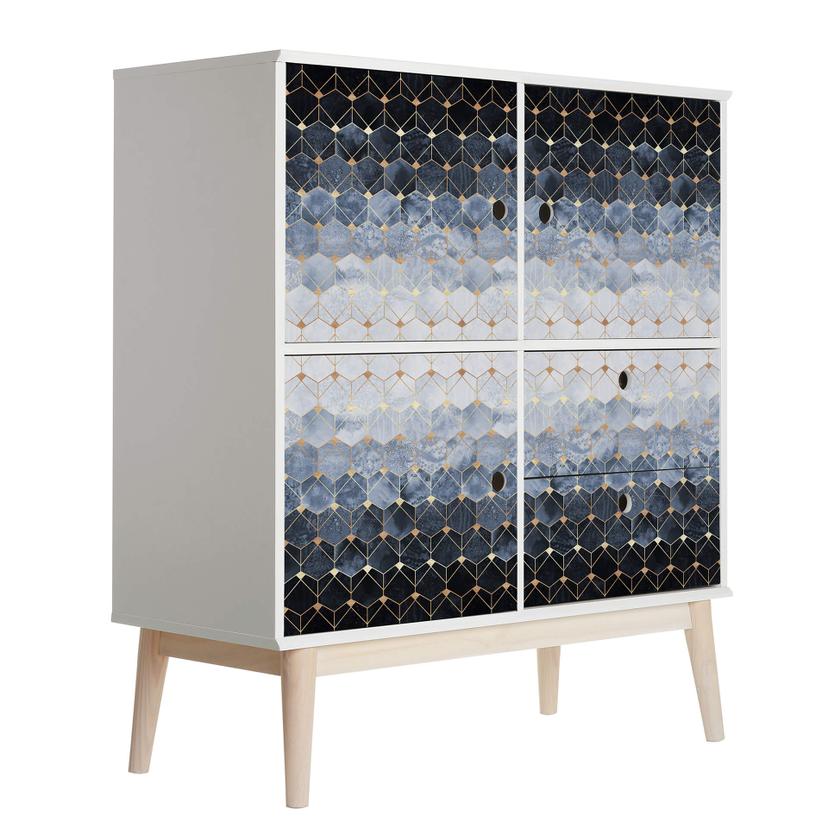 Möbelfolie Fredriksson - Hexagone: Blau und Gold