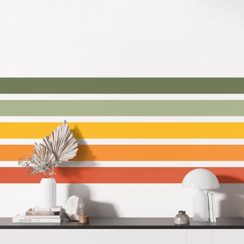 Wallsticker retro striber | regnbuefarver