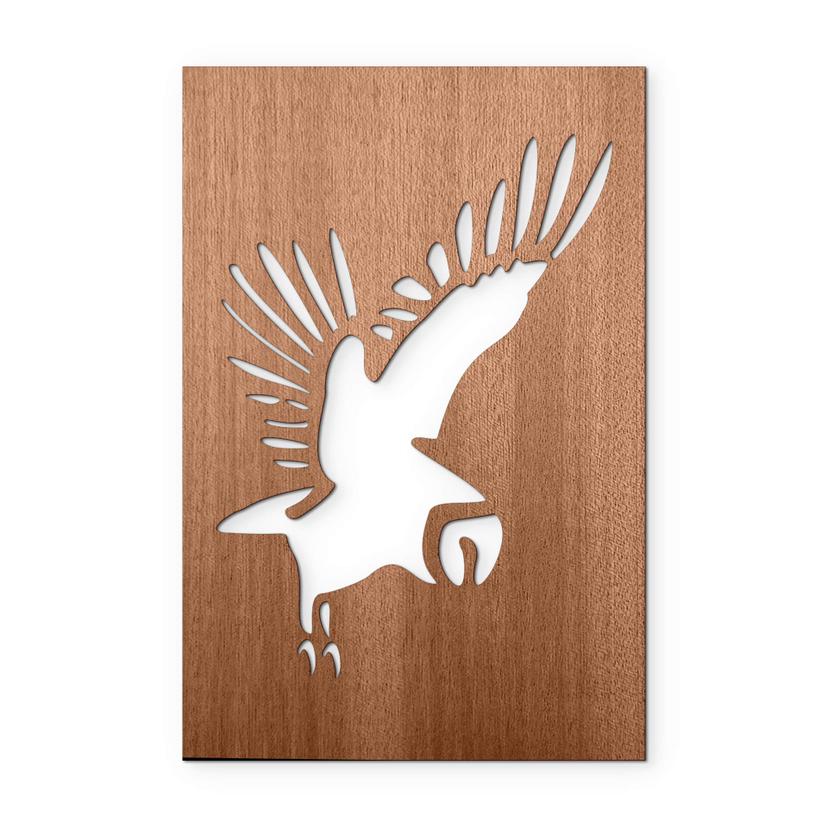 Décoration en bois placage acajou - Oiseau - Hibou