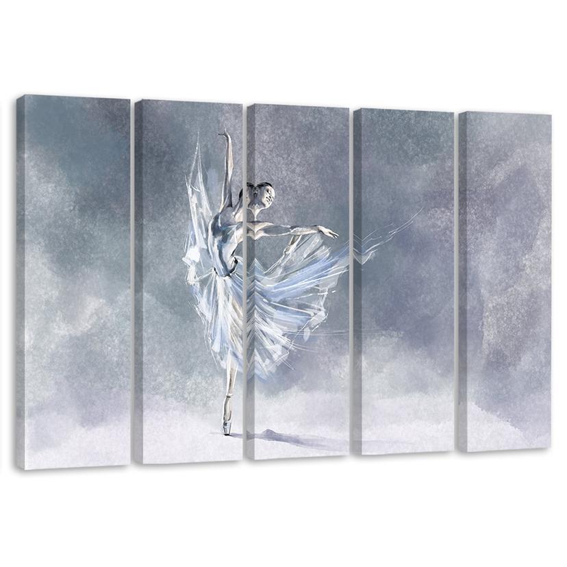 Lærredstryk 5 styk, Ballerina Pirouet