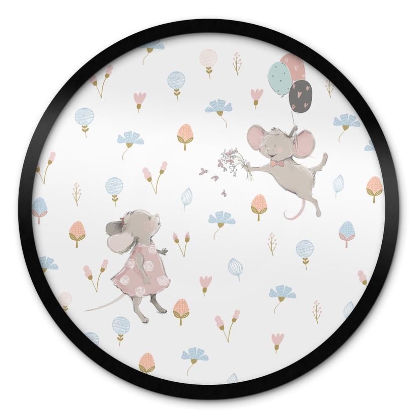 Póster Ratoncitos con globos - Diseños ONU - Redondo