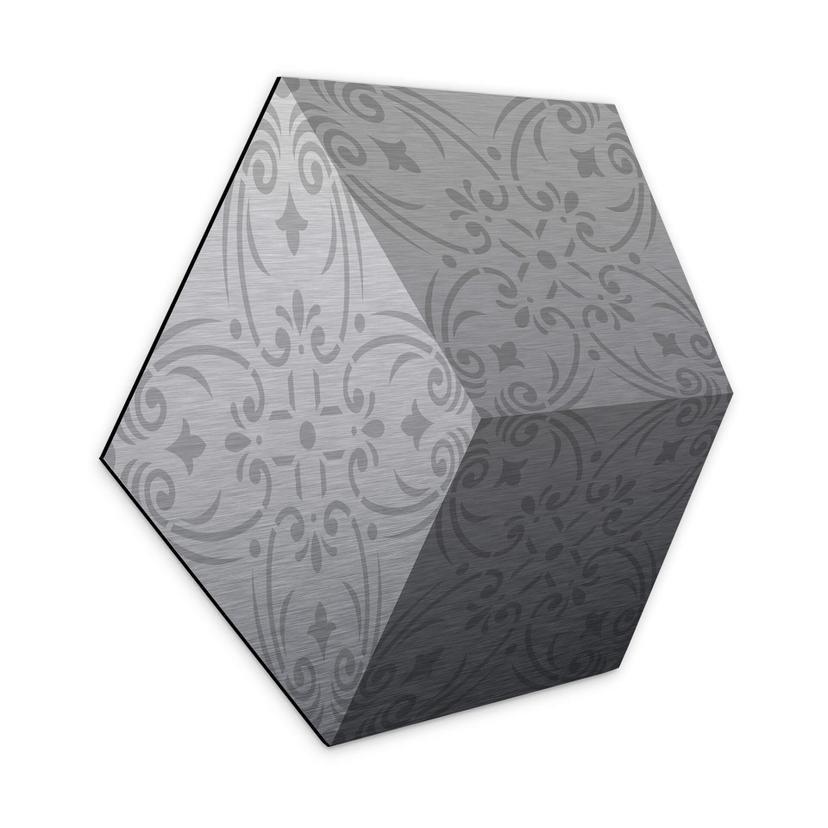 3D Hexagon Alu-Dibond - Sølv med mønster