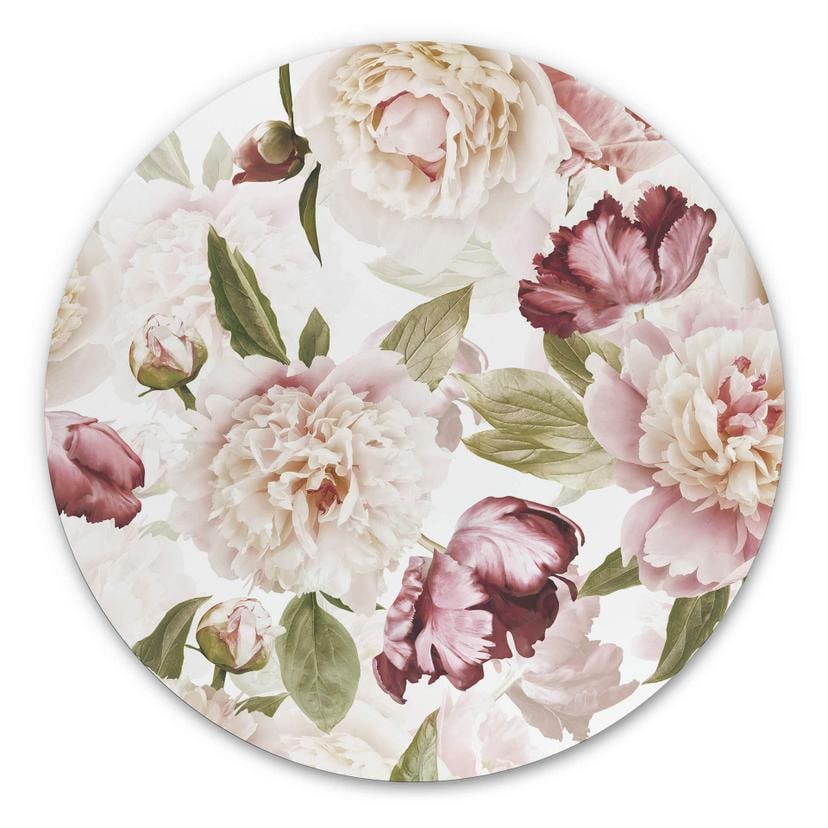 Tableau sur alu-Dibond UN Designs - Fleurs vintages - Rond
