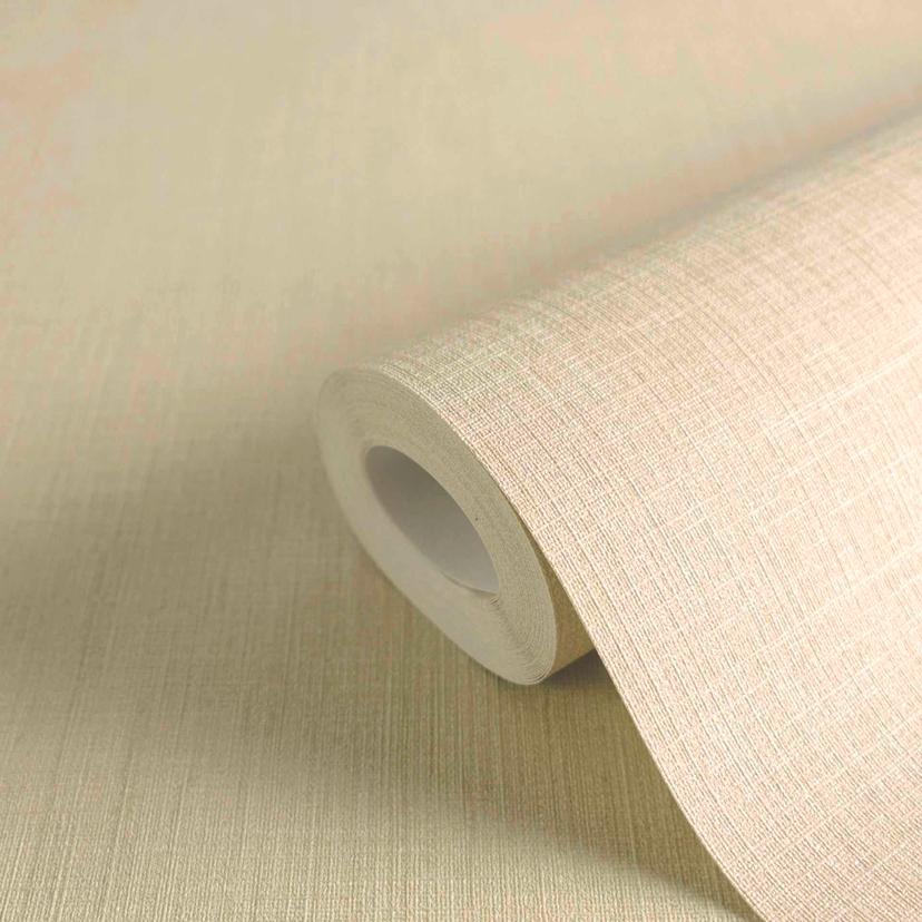 Slät non-woven tapet i kräm med linnestruktur - Mjuk väggdesign för ett elegant hem