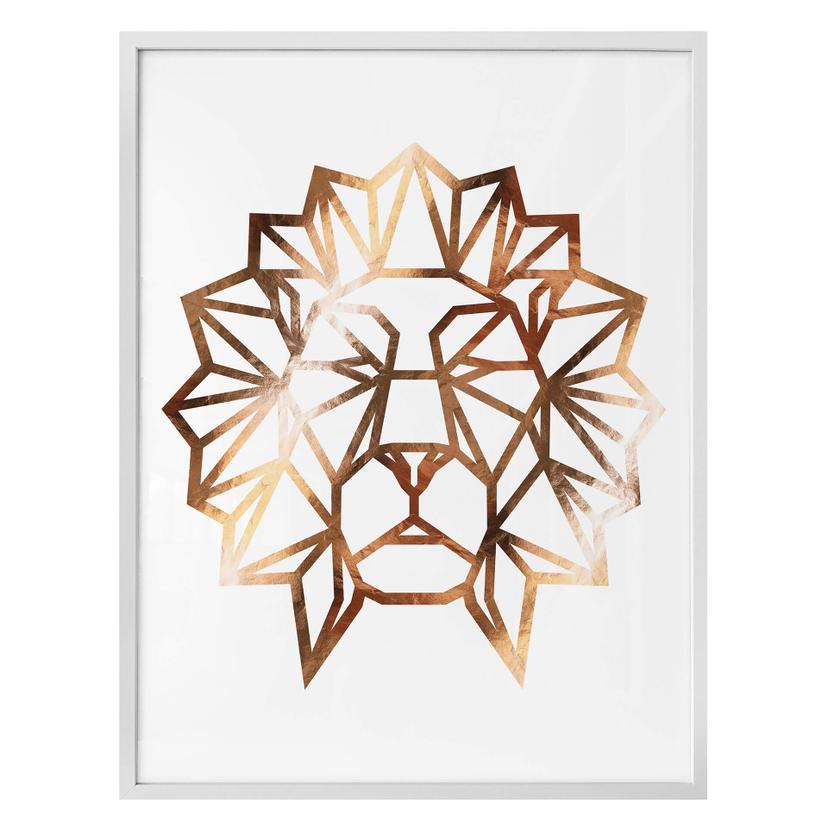 Plakat - Origami Løvehoved - Kobbereffekt