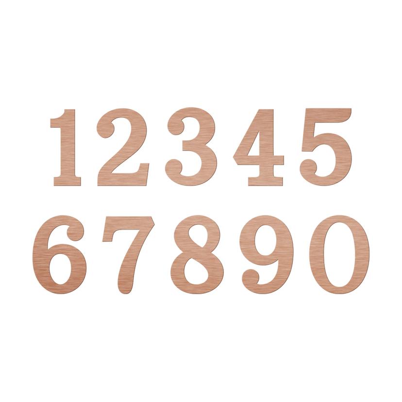 Numéros Alu-Dibond - numéros de maison - effet cuivre