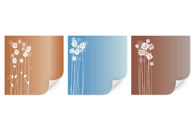 Poster autocollant - W - Flowers Triptyque