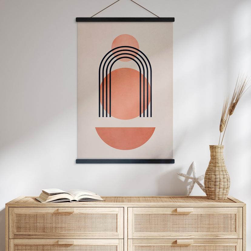 Poster tessile Geometria astratta nei colori del pesca - Kubistika