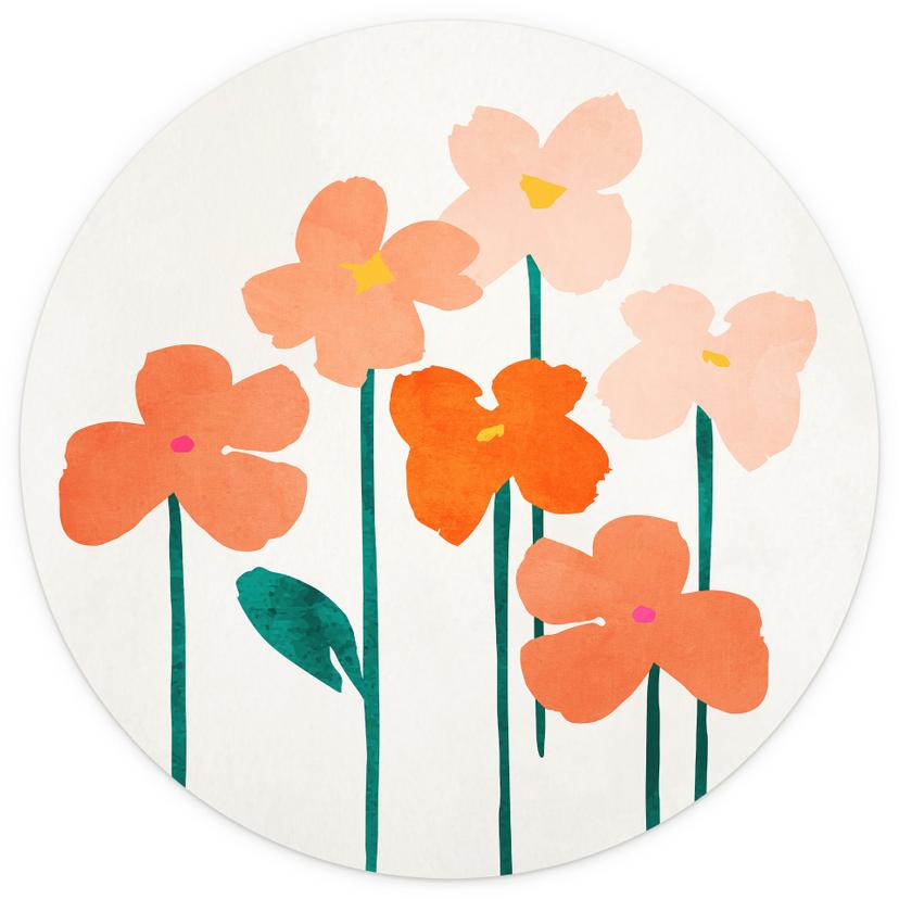 Små blommor i persikofärger - Kubistika - Fototapet - non-woven tapet/självhäftande non-woven tapet