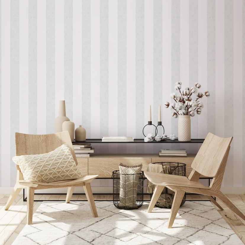 Multistribet tapet, non-woven Shades Iconic hvid, grå