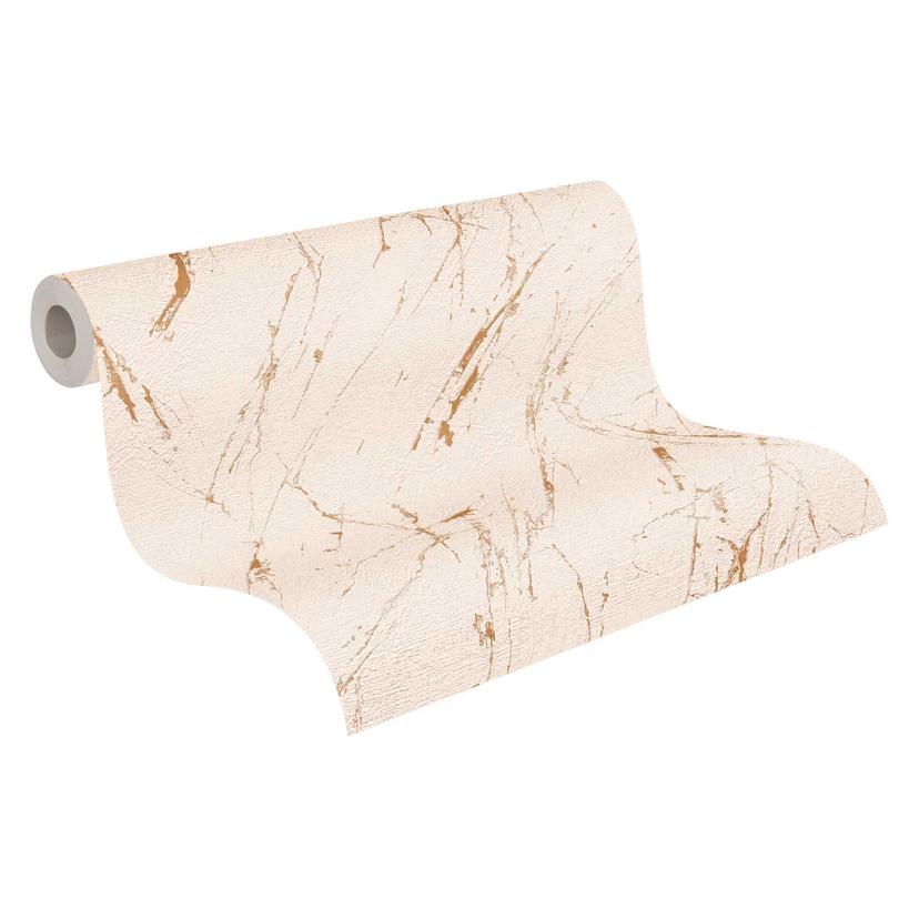 Carta da parati moderna effetto marmo beige oro - Carta da parati con effetto metallizzato