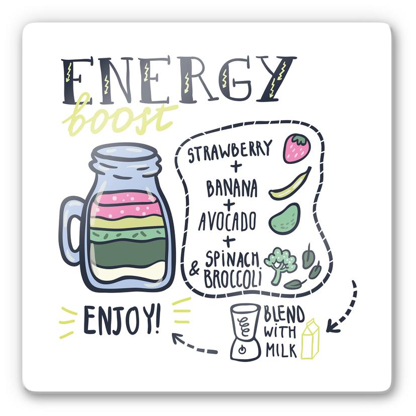 Glasschilderij Energy Boost - Vierkant