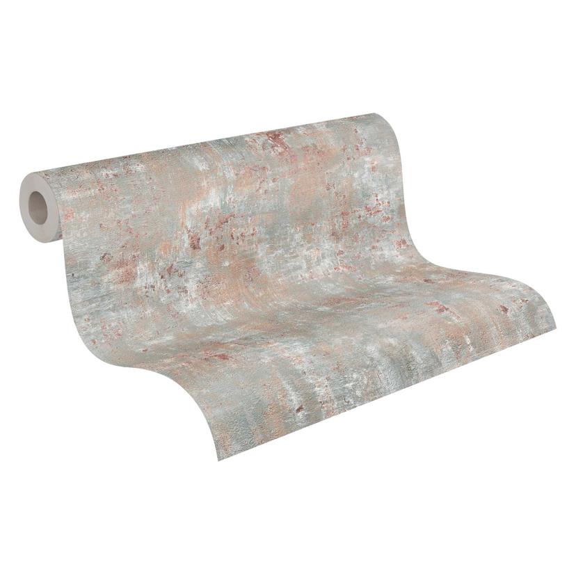 Non-woven tapet i vintagelook med patinadesign - beige och rostbrun för en shabby chic-stil