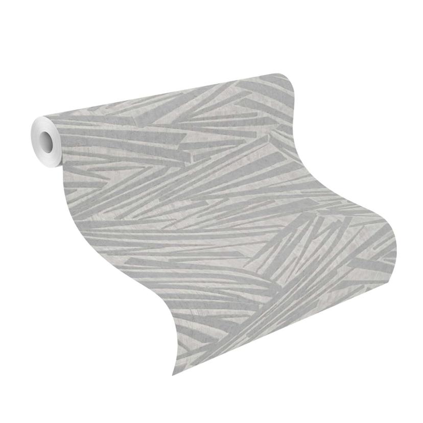 carta da parati a righe, tessuto non tessuto Sky Lounge grigio argento metallizzato