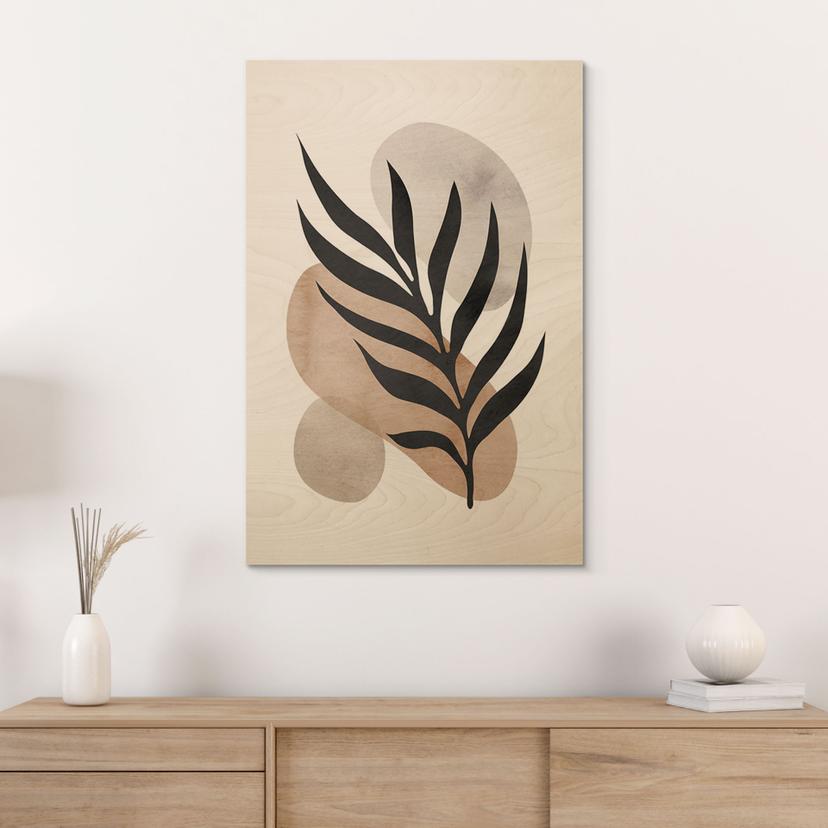 Quadro in legno sagoma botanica con geometria artistica - Costa