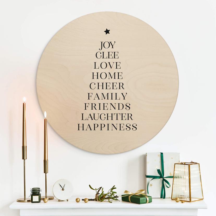 Stampa su legno Blursbyai - Christmas Tree Typography