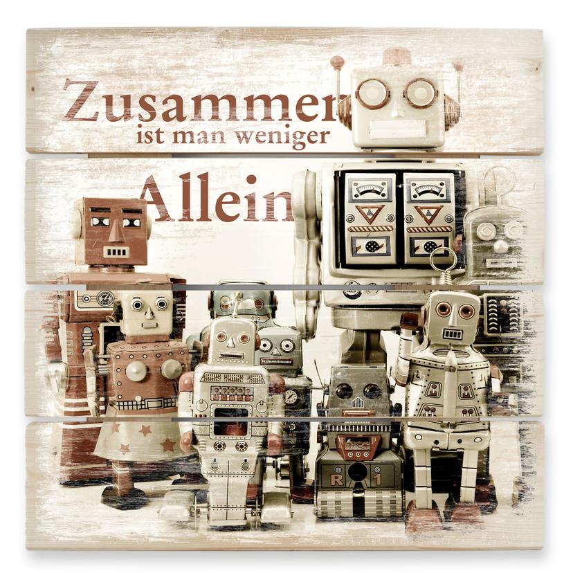 Cuadro de madera Montaje de Robots - 40x41,5 cm