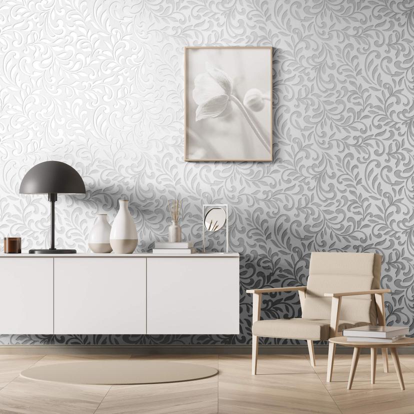 Grafisk tapet, non-woven Novamur Jackie grå, perlemor